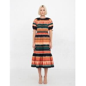 Ulla Johnson Ayita Dress Striped 0 Orange Green